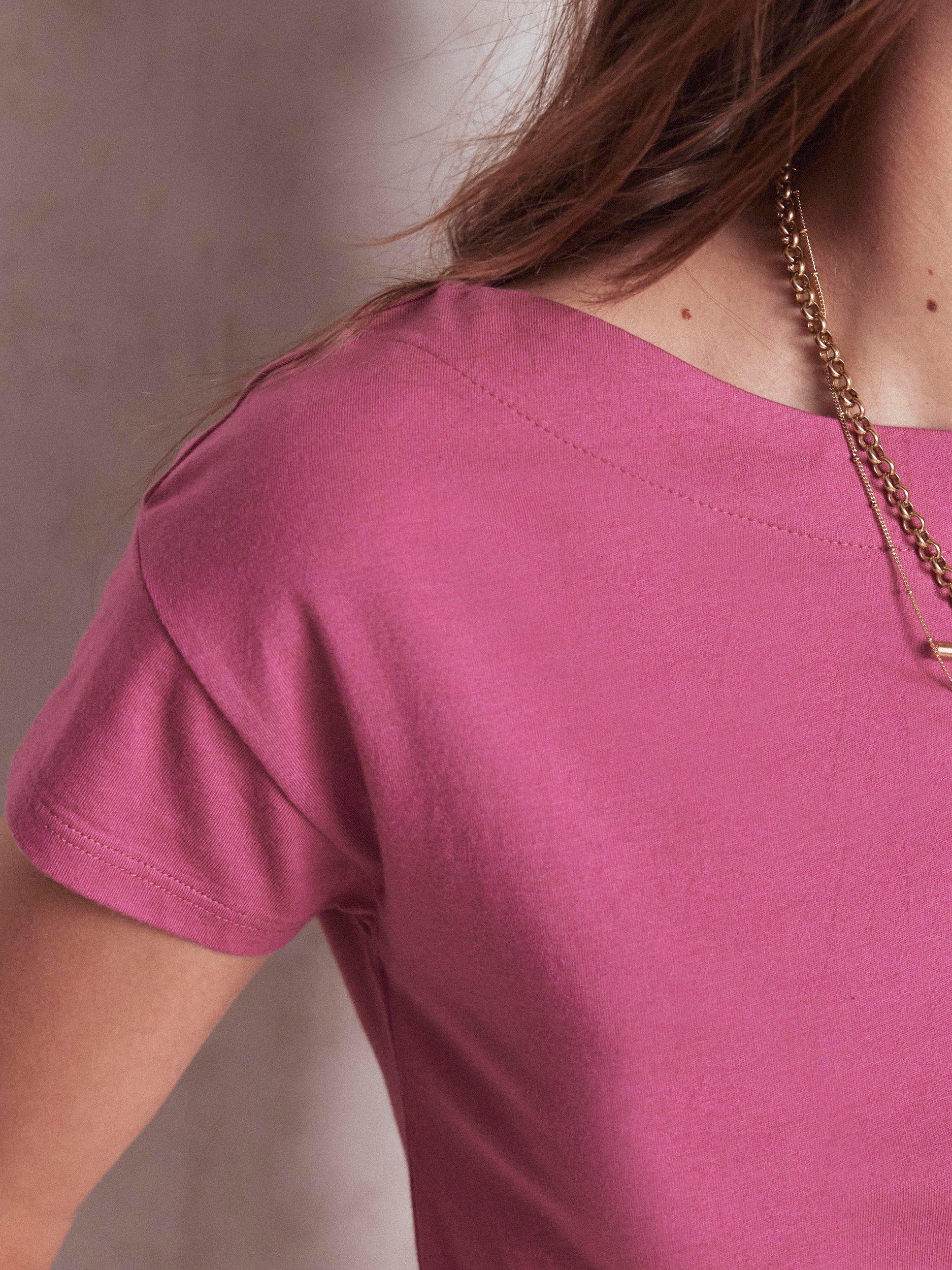Product image 2 of 5, which shows Boden Super Soft Boat Neck T-Shirt, Purple Damson, 8