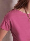 Boden Super Soft Boat Neck T-Shirt, Purple Damson