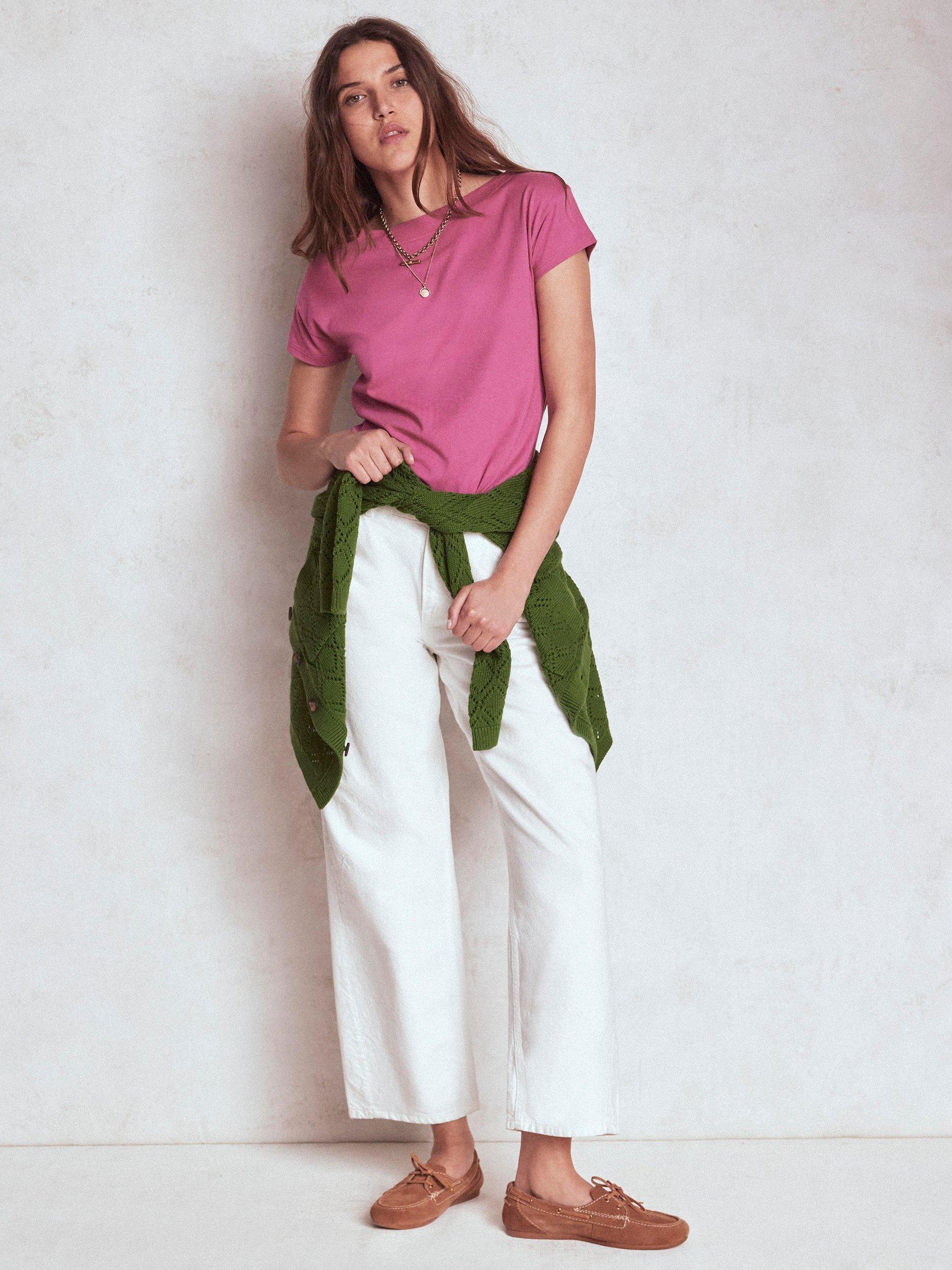 Product image 4 of 5, which shows Boden Super Soft Boat Neck T-Shirt, Purple Damson, 8