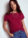 Boden Super Soft Boat Neck T-Shirt, Burgundy Red