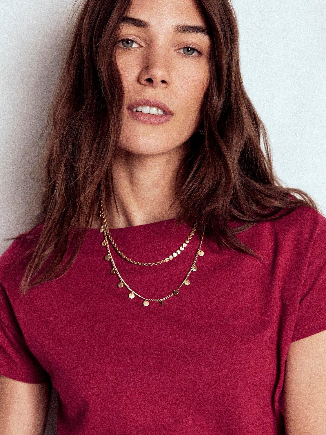 Product image 2 of 5, which shows Boden Super Soft Boat Neck T-Shirt, Burgundy Red, 8