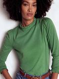 Boden Super Soft Frill Top, Newt Green