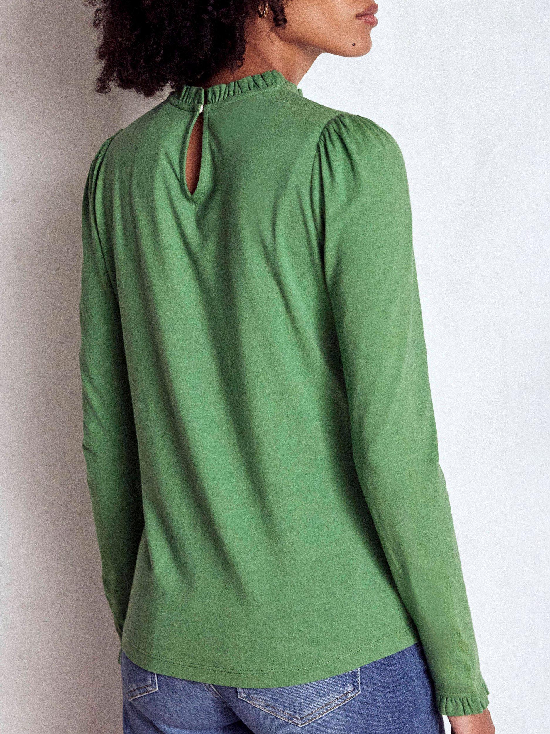 Product image 3 of 5, which shows Boden Super Soft Frill Top, Newt Green, 8