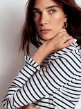 Boden Stripe Frill Detail Top, Ivory/Navy