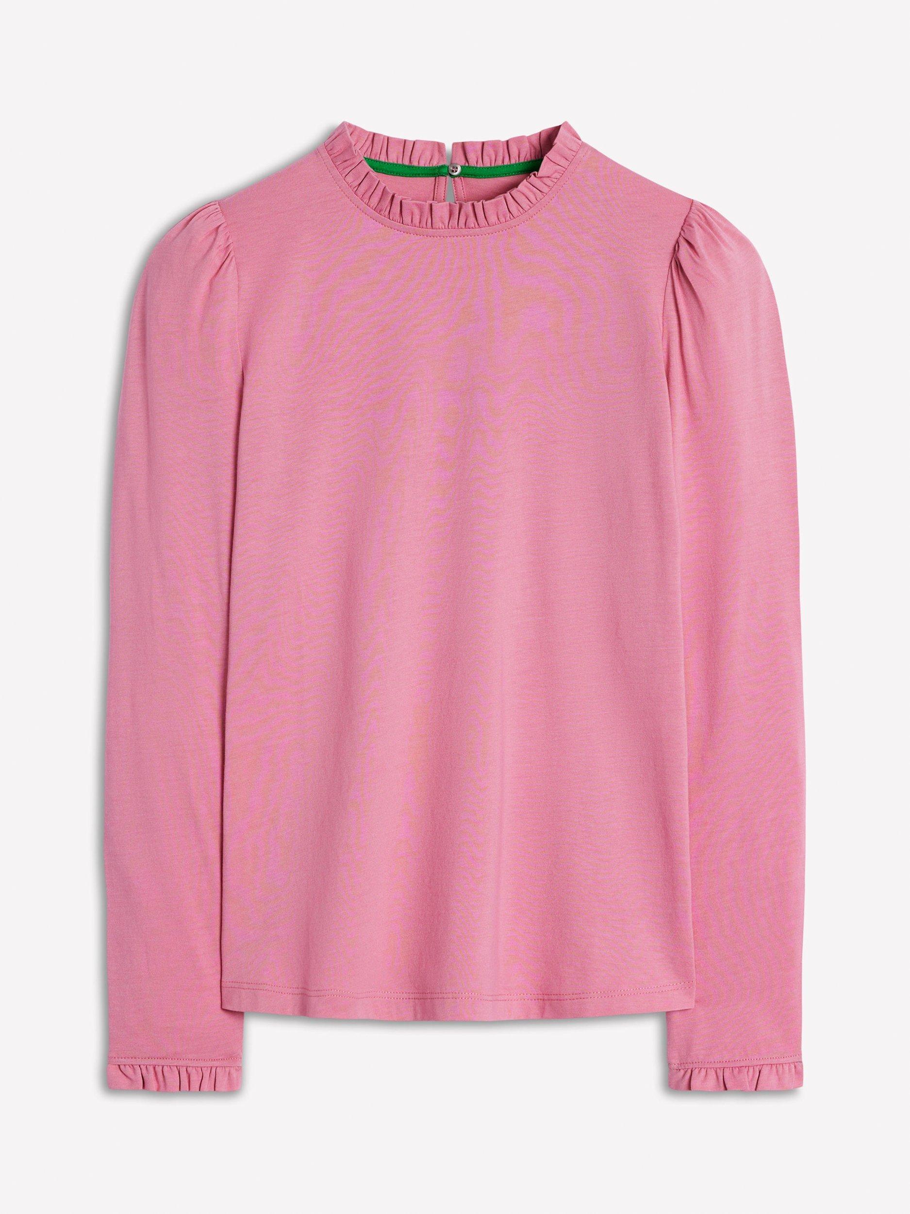 Product image 4 of 4, which shows Boden Frill Detail Long Sleeve Top, Formica Pink, 8