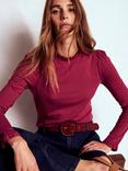 Boden Super Soft Frill Top, Burgundy Red