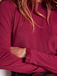 Boden Super Soft Frill Top, Burgundy Red