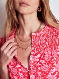 Boden Elsa Floral Smocked Yoke Jersey Shirt, Red/Multi