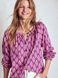 Boden Isla Floral Jersey Shirt, Purple/Multi
