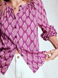 Boden Isla Floral Jersey Shirt, Purple/Multi
