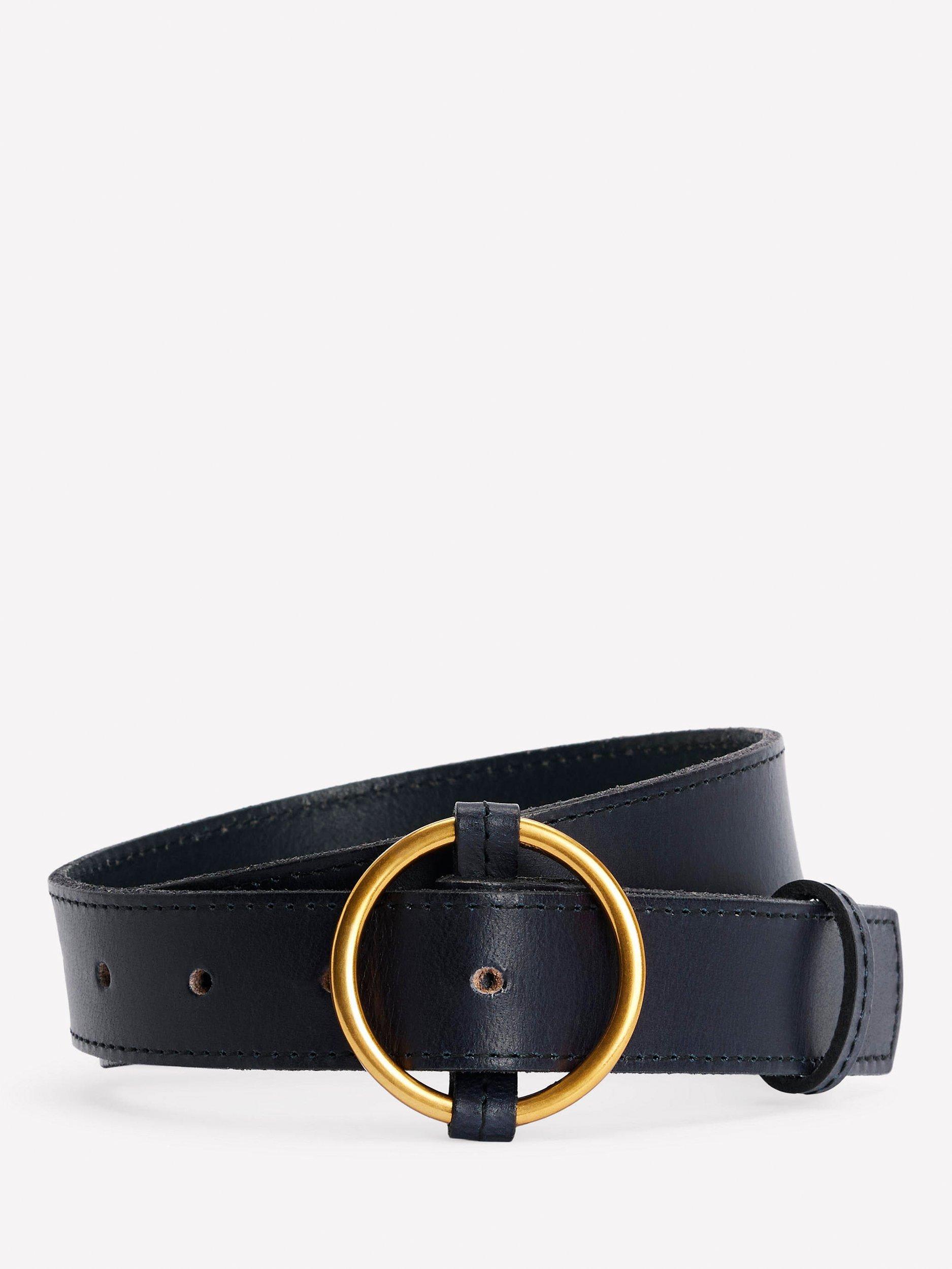 Product image 1 of 3, which shows Boden Heritage Classic Leather Belt, Navy, XS