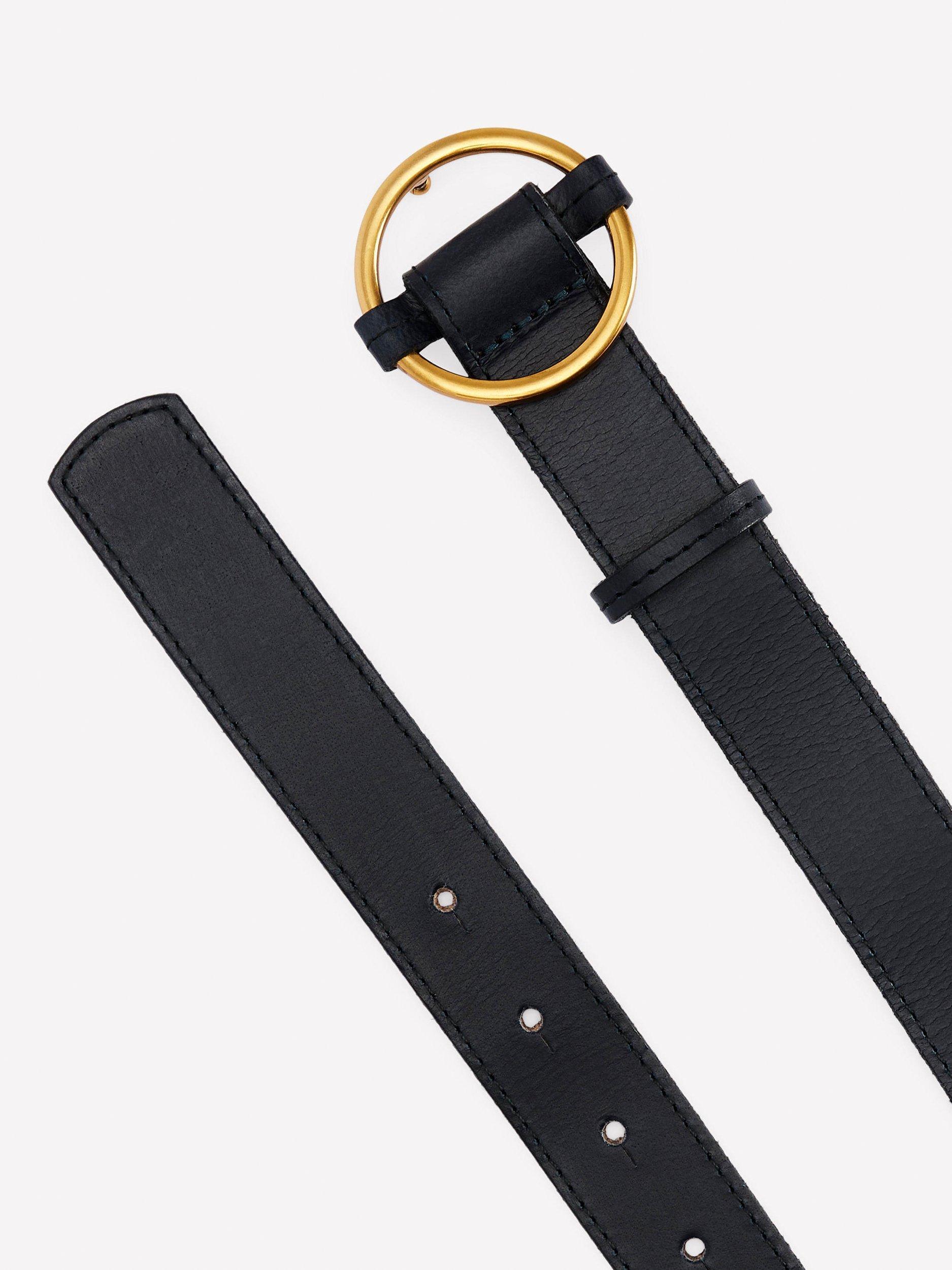 Product image 2 of 3, which shows Boden Heritage Classic Leather Belt, Navy, XS