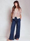 Boden Drawcord Denim Trousers, Mid Wash