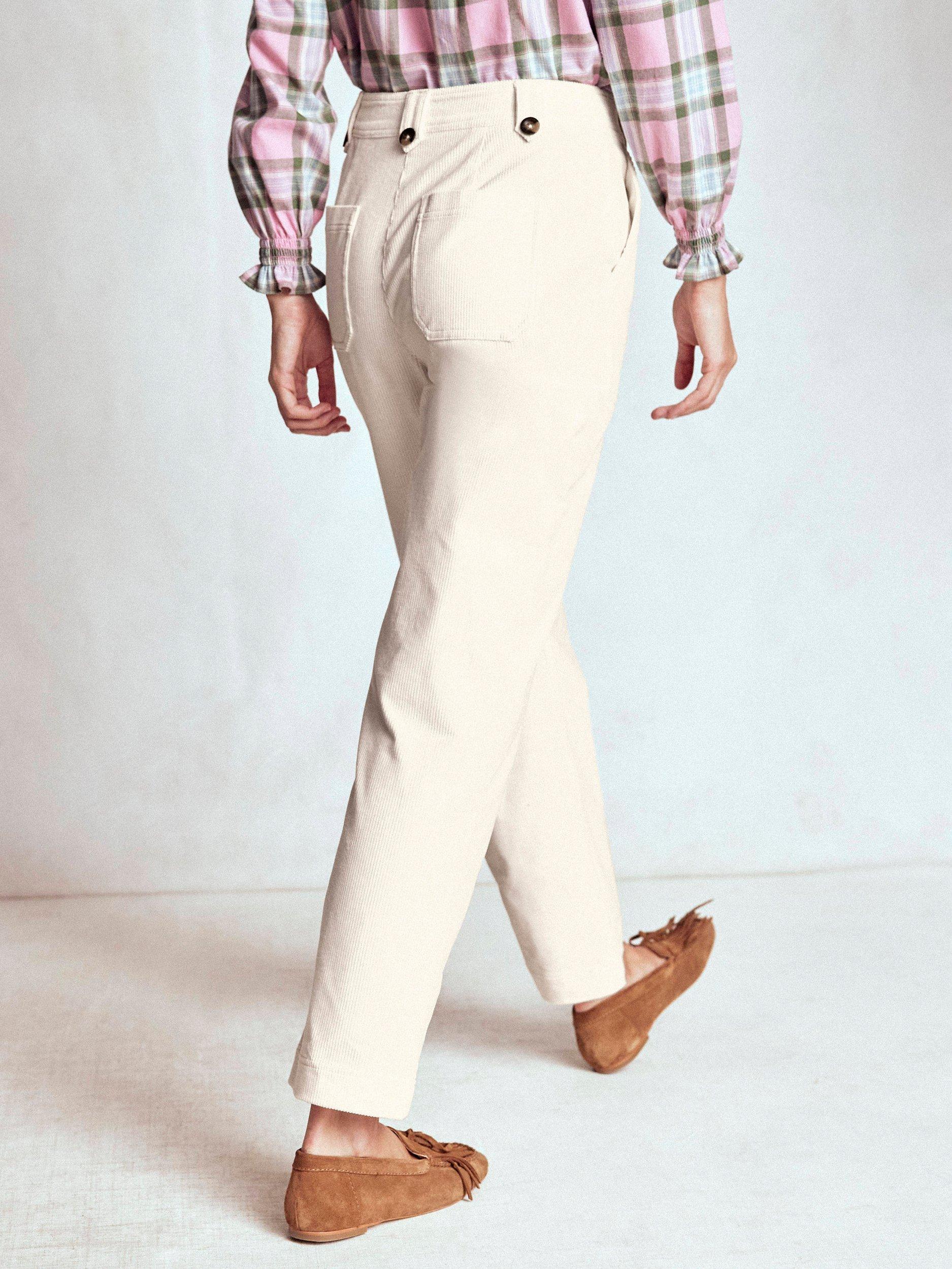 Product image 3 of 5, which shows Boden Pimlico Corduroy Trousers, Ivory, 12