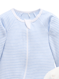 Purebaby Baby Cotton Essentials Zip Sleepsuit, Pack of 2, Blue Bear - view 2, Blue Bear