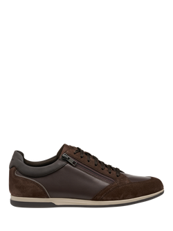 Geox Renan Suede Blend Lace Up Trainers, Brown, Brown