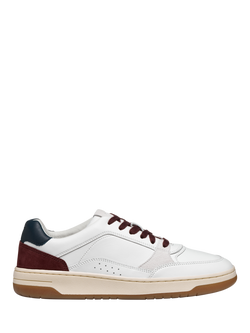 Geox Sedral Court Leather Blend Lace Up Trainers, White/Wine, White/Wine