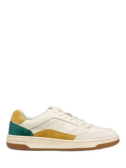 Geox Sedral Court Leather Blend Lace Up Trainers, Papyrus/Light Sand, Papyrus/Light Sand