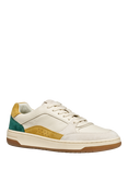 Geox Sedral Court Leather Blend Lace Up Trainers, Papyrus/Light Sand