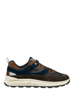 Geox Spherica 4x4 ABX Suede Blend Lace Up Trainers, Dark Brown/Navy