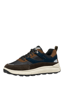 Geox Spherica 4x4 ABX Suede Blend Lace Up Trainers - view 2, Dark Brown/Navy