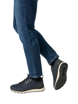 Geox Spherica Actif X2 ABX Leather Blend Lace Up Trainers, Navy - view 2, Navy