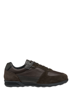 Geox Spherica Actif X3 ABX Leather Blend Lace Up Trainers, Dark Coffee, Dark Coffee