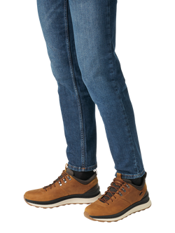 Geox Spherica Actif X2 ABX Leather Blend Lace Up Trainers, Mustard - view 2, Mustard