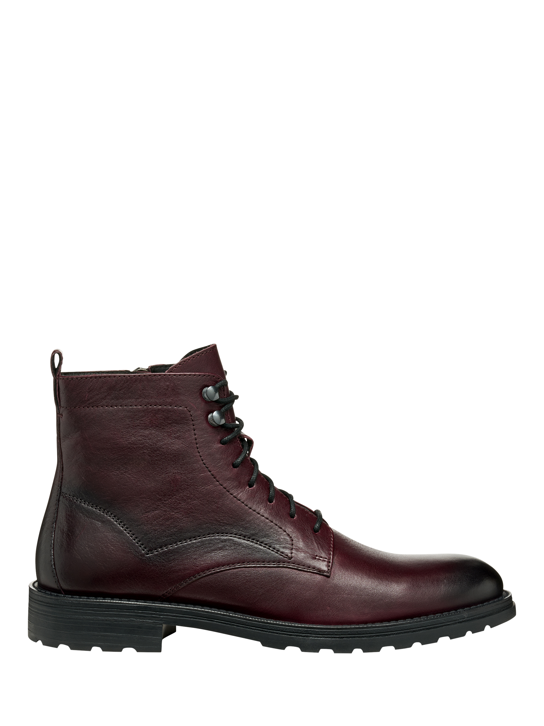 Product image 1 of 8, which shows Geox Redclif Leather Lace Up Ankle Boots, Wine, EU39