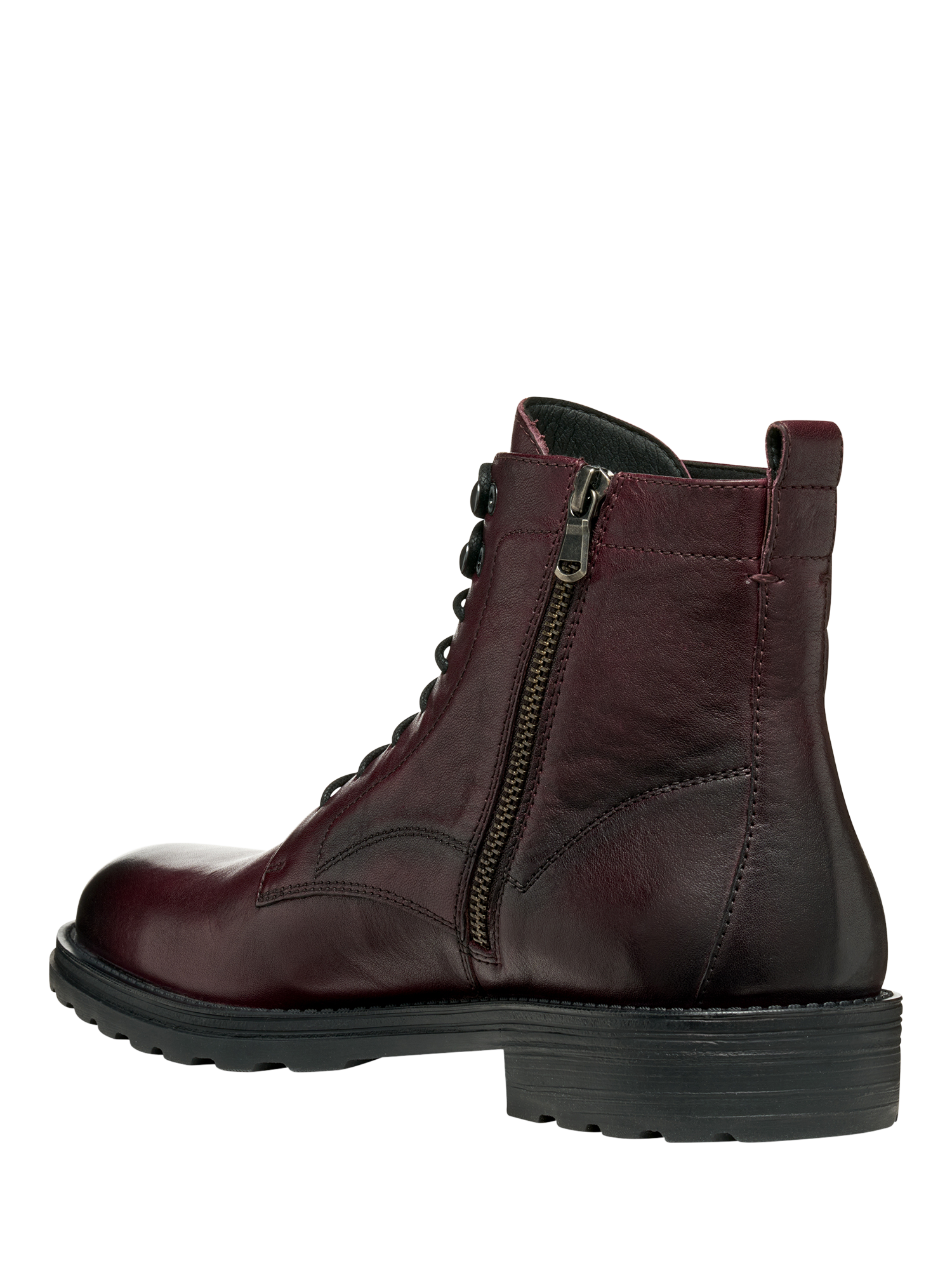 Product image 4 of 8, which shows Geox Redclif Leather Lace Up Ankle Boots, Wine, EU39