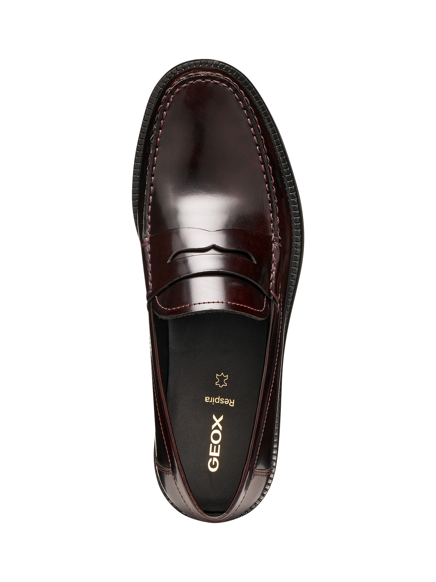 Product image 5 of 6, which shows Geox Recanati Leather Loafers, Wine, 6|6.5