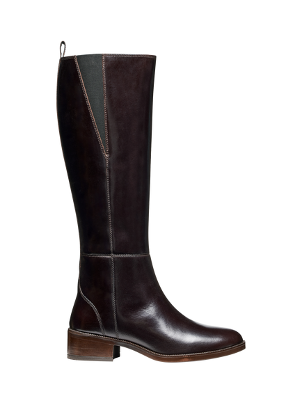 Geox Camexia Leather Knee High Boots, Dark Brown, Dark Brown