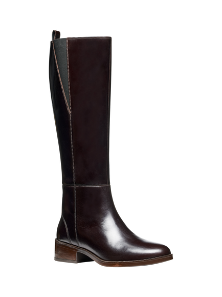 Geox Camexia Leather Knee High Boots, Dark Brown - view 2, Dark Brown