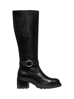 Geox Damiana Leather Knee High Boots, Black, Black
