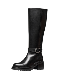 Geox Damiana Leather Knee High Boots, Black - view 2, Black