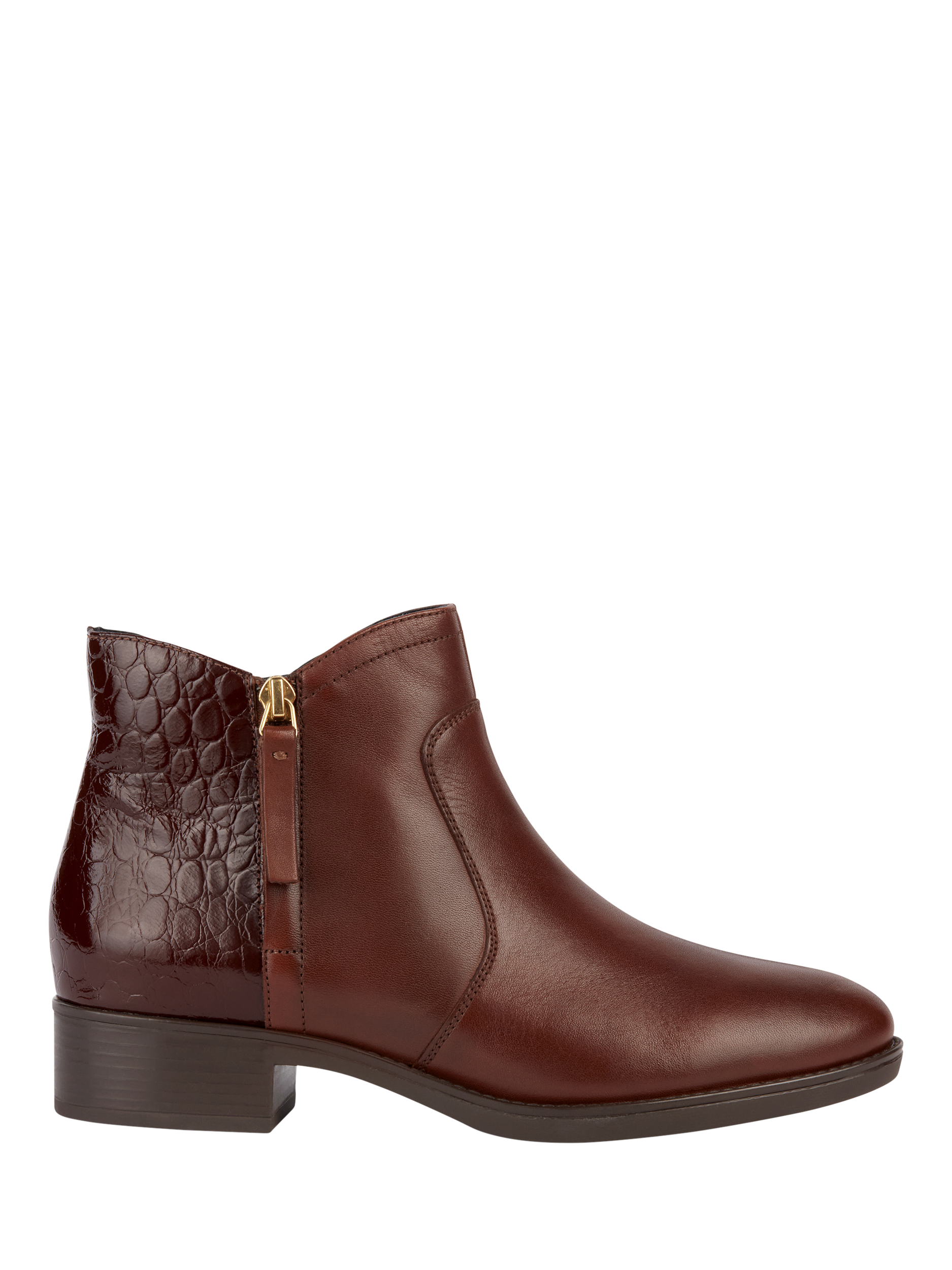 Product image 1 of 8, which shows Geox Felicity Printed Leather Ankle Boots, Brown, EU35