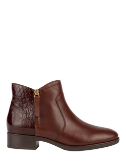 Geox Felicity Printed Leather Ankle Boots, Brown, Brown