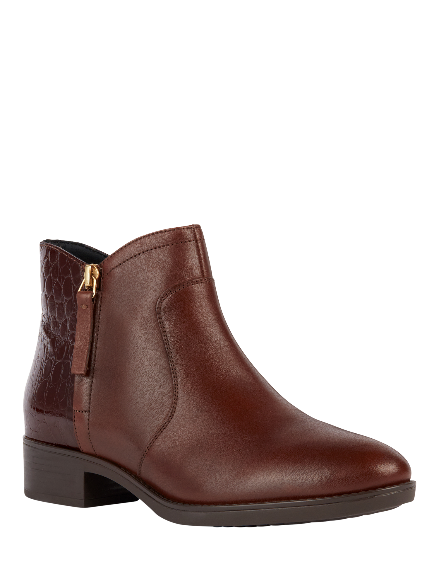 Product image 4 of 8, which shows Geox Felicity Printed Leather Ankle Boots, Brown, EU35