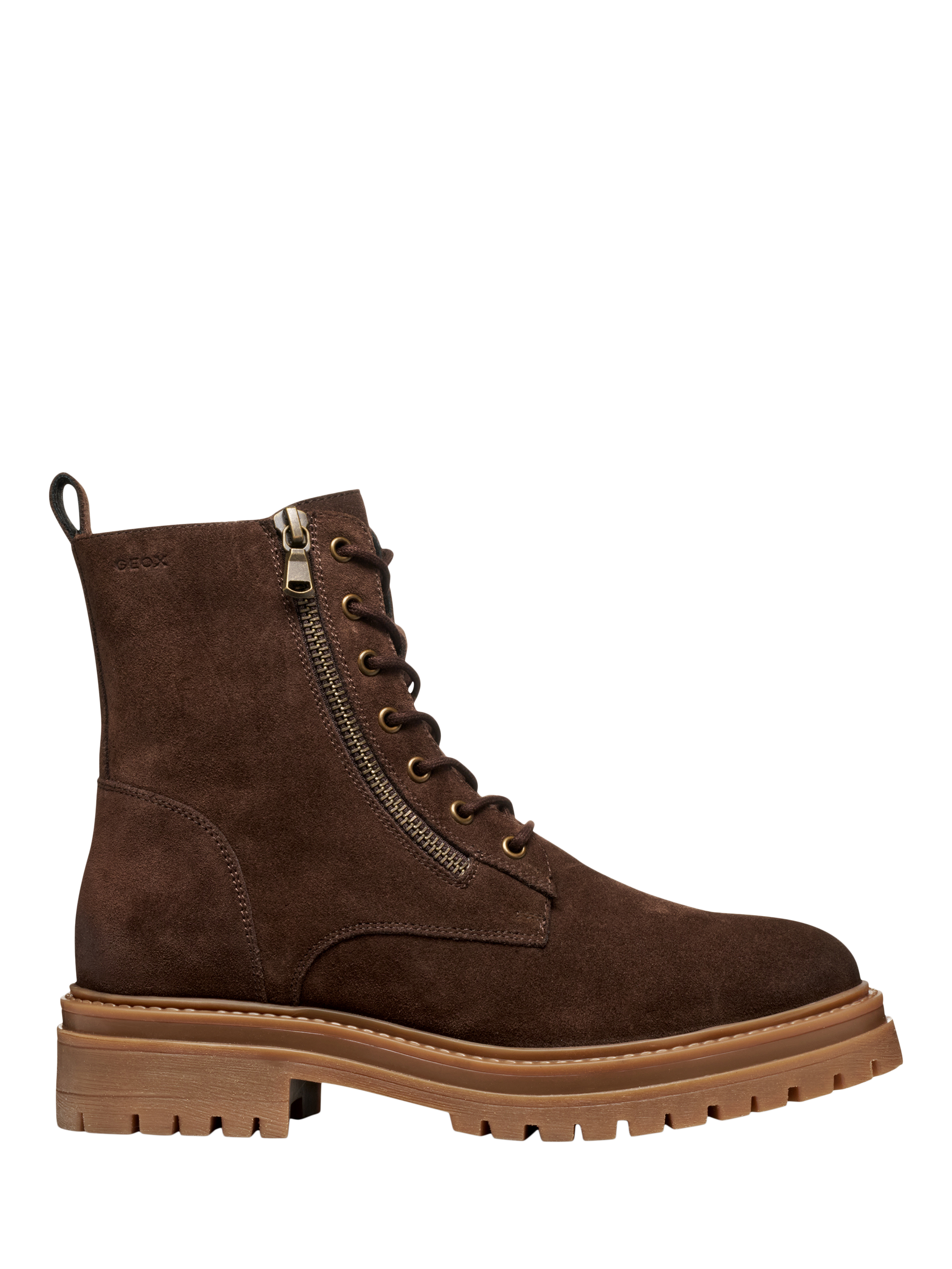 Product image 1 of 8, which shows Geox Iridea Suede Ankle Boots, Dark Brown, EU35