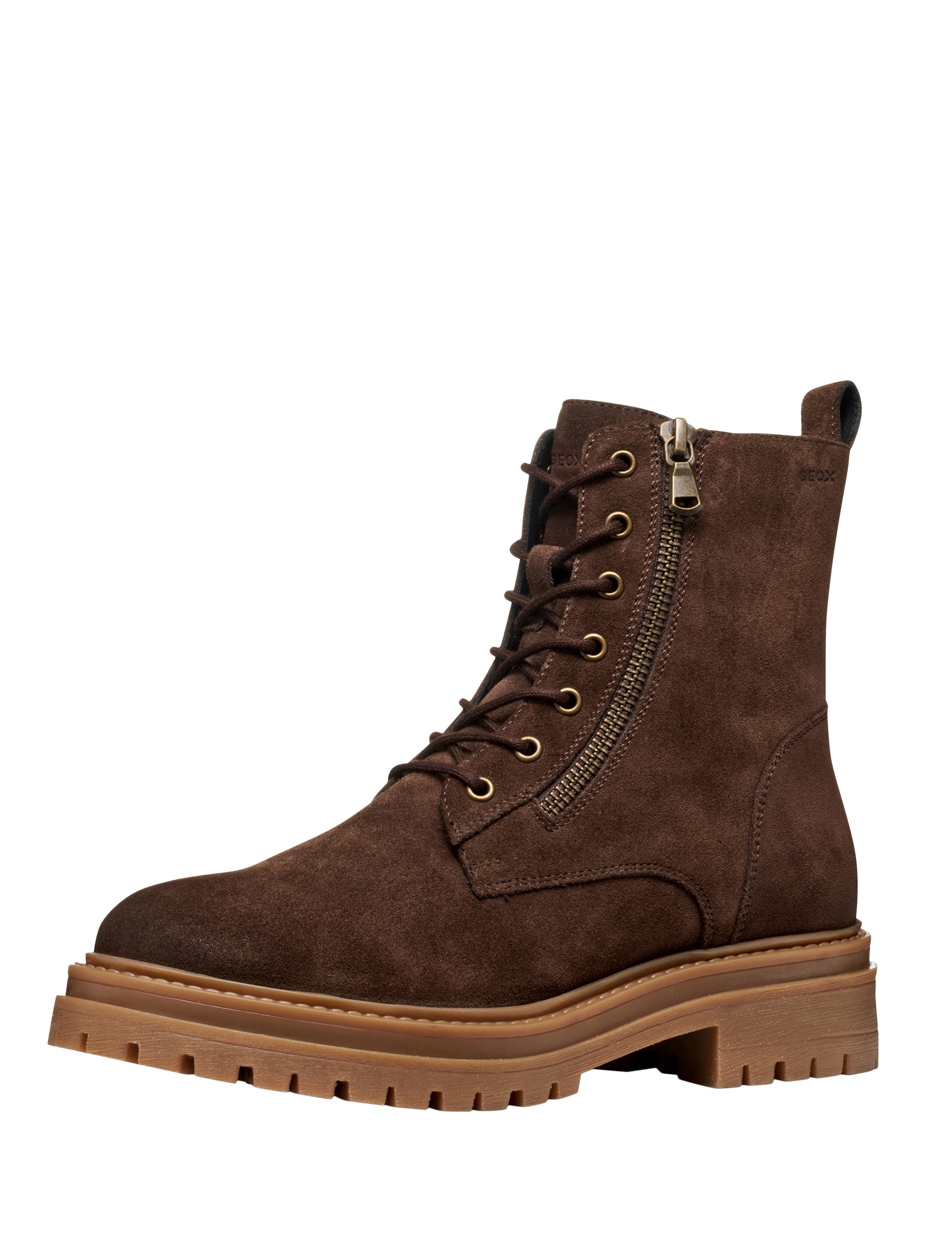 Product image 2 of 8, which shows Geox Iridea Suede Ankle Boots, Dark Brown, EU35