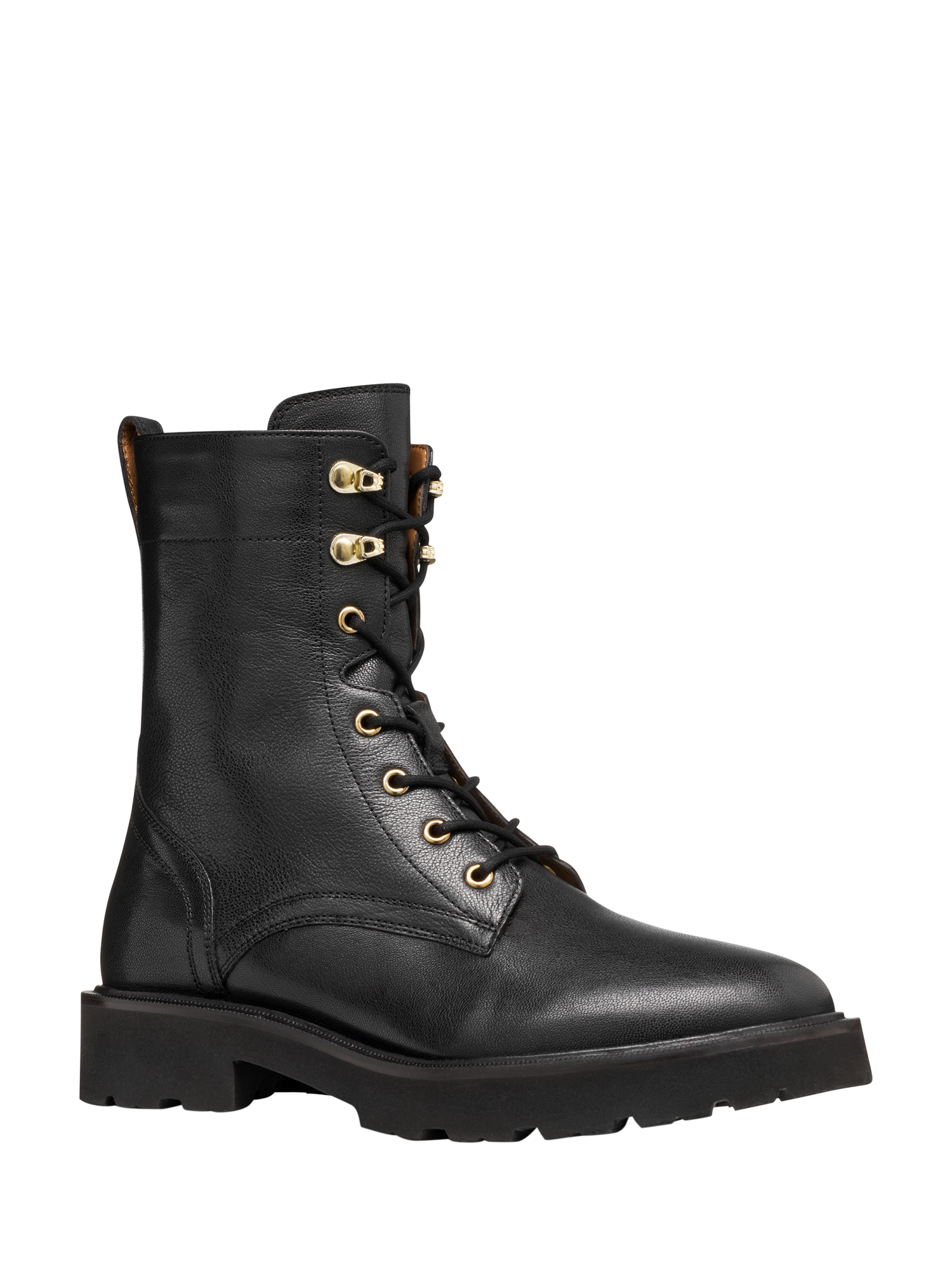 Product image 2 of 7, which shows Geox Norize Leather Lace Up Biker Boots, Black, EU35