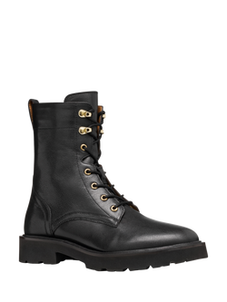 Geox Norize Leather Lace Up Biker Boots, Black - view 2, Black