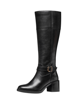 Geox Serilda 60 Leather Knee High Boots, Black - view 2, Black