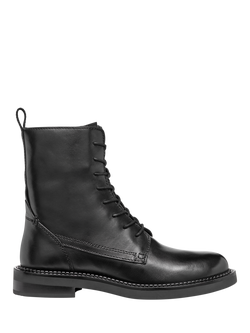 Geox Serilda Leather Lace Up Ankle Boots, Black