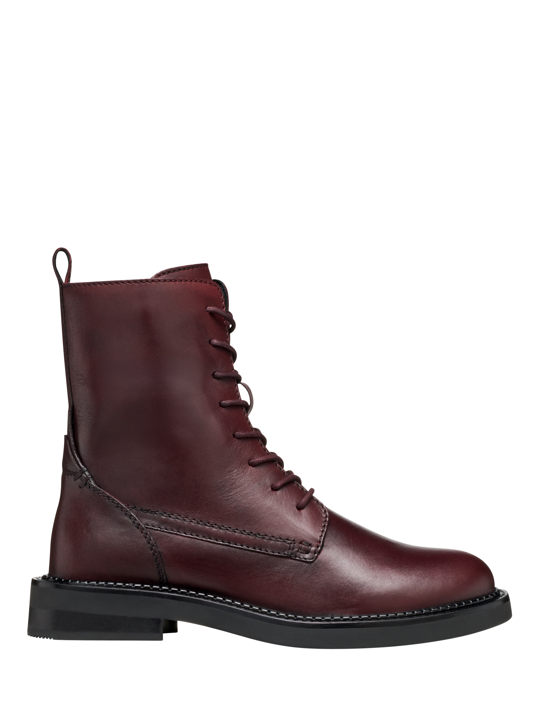 Product image 1 of 6, which shows Geox Serilda Leather Lace Up Ankle Boots, Wine, EU35