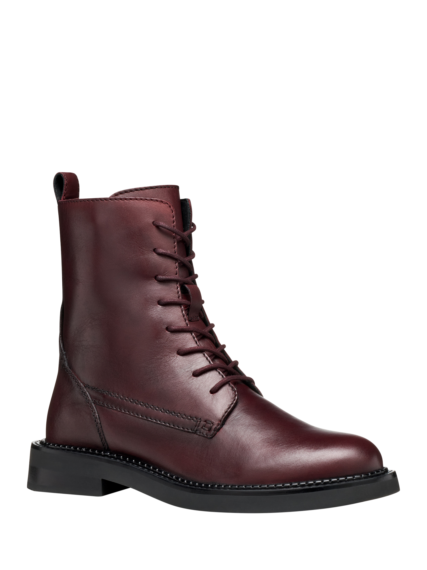 Product image 2 of 6, which shows Geox Serilda Leather Lace Up Ankle Boots, Wine, EU35