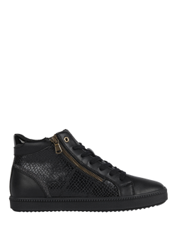 Geox Blomiee Lace Up Printed Hi Top Trainers, Black, Black