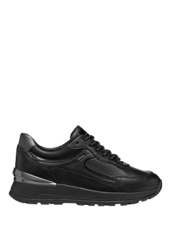 Geox Desya ABX Leather Lace Up Trainers, Black, Black