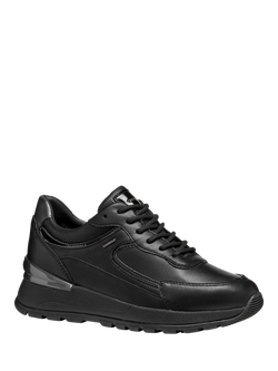 Geox Desya ABX Leather Lace Up Trainers, Black - view 2, Black