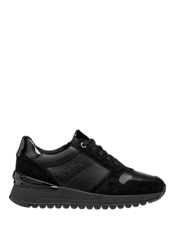 Geox Desya Suede Blend Lace Up Trainers, Black, Black